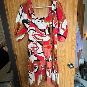 Colorful Abstract Print Women's Dress
